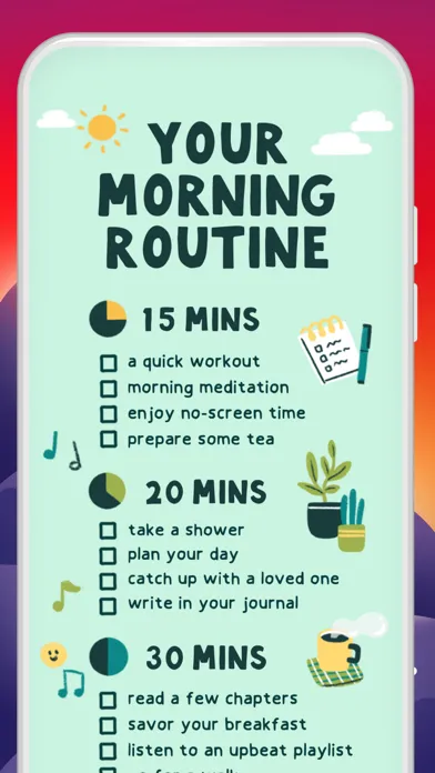 Fabulous app morning routine checklist with coaching tips