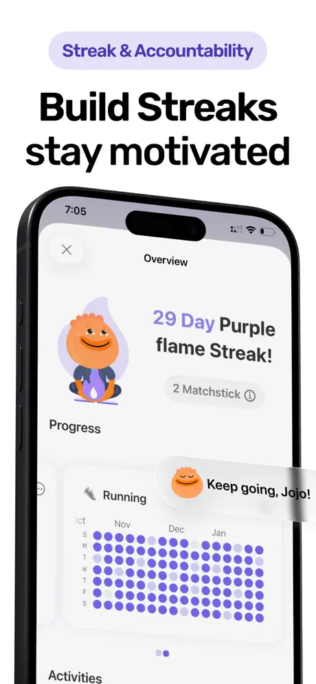 Habi app calendar-integrated routine tracking view