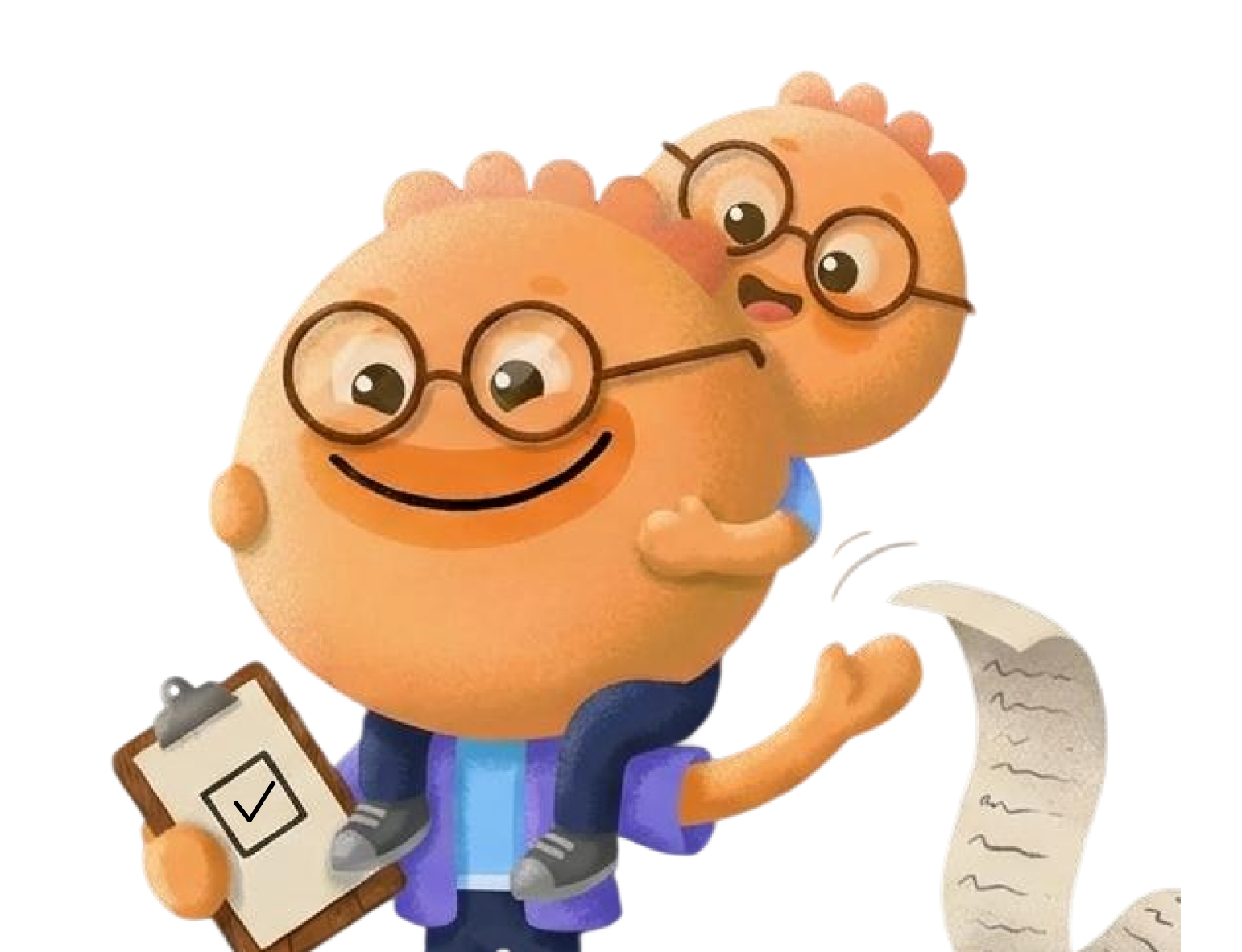 Habi mascot checking off items on a daily checklist