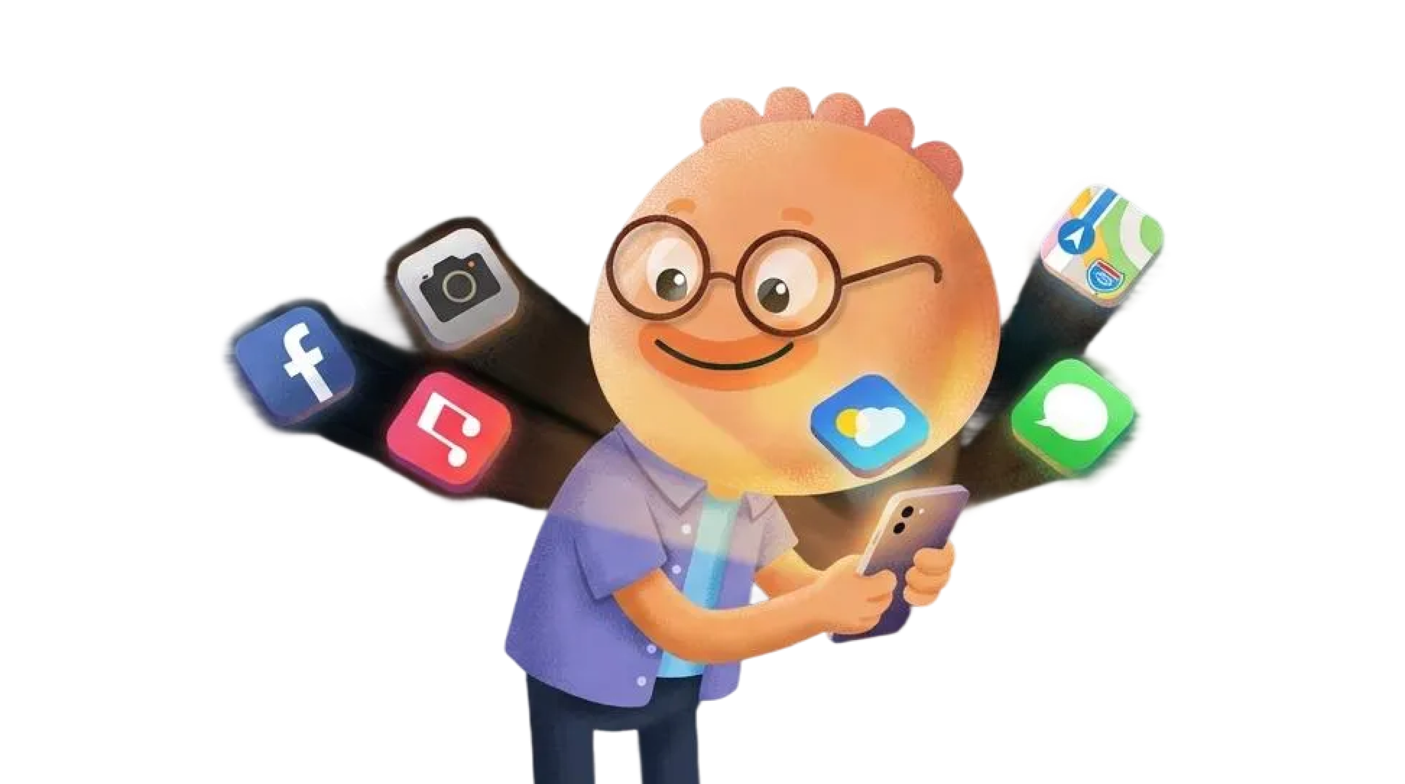 Six productivity app icons arranged on an iPhone home screen