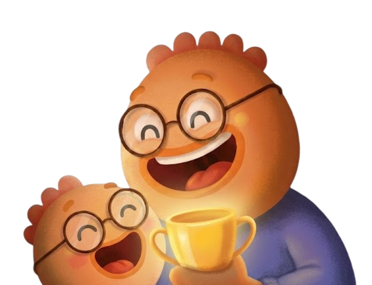 Two Habi mascots working together illustrating body doubling
