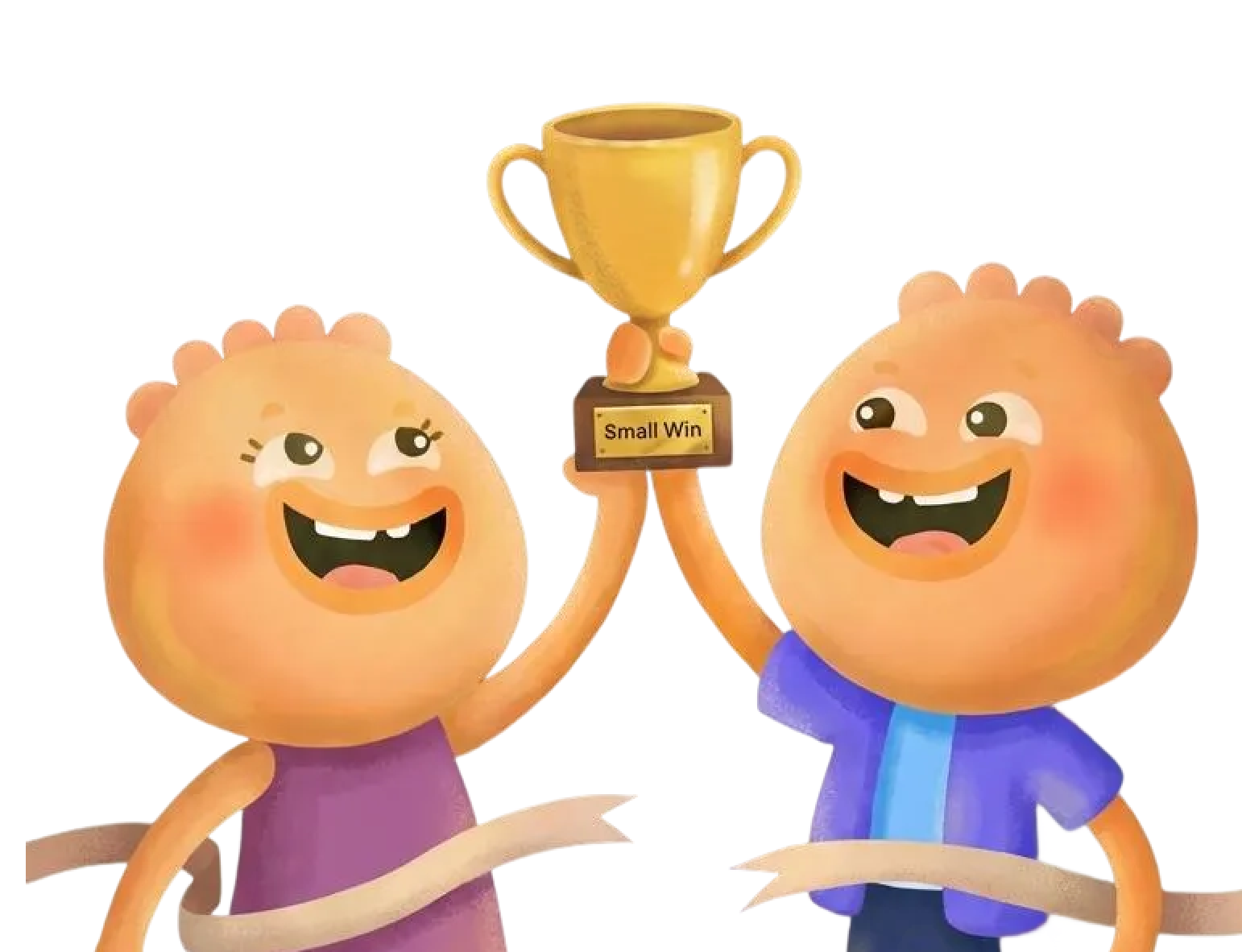 Two Habi mascots sitting together at a desk illustrating body doubling for ADHD focus