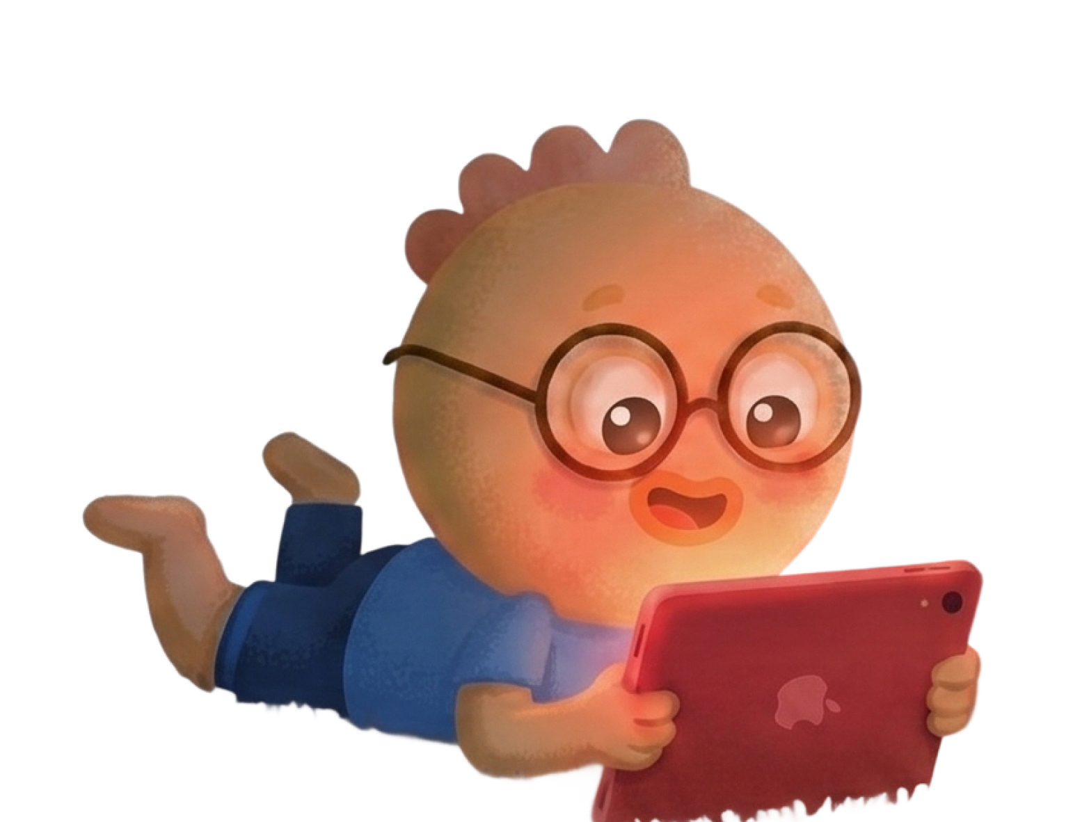Habi mascot walking away from phone representing childhood screen time data
