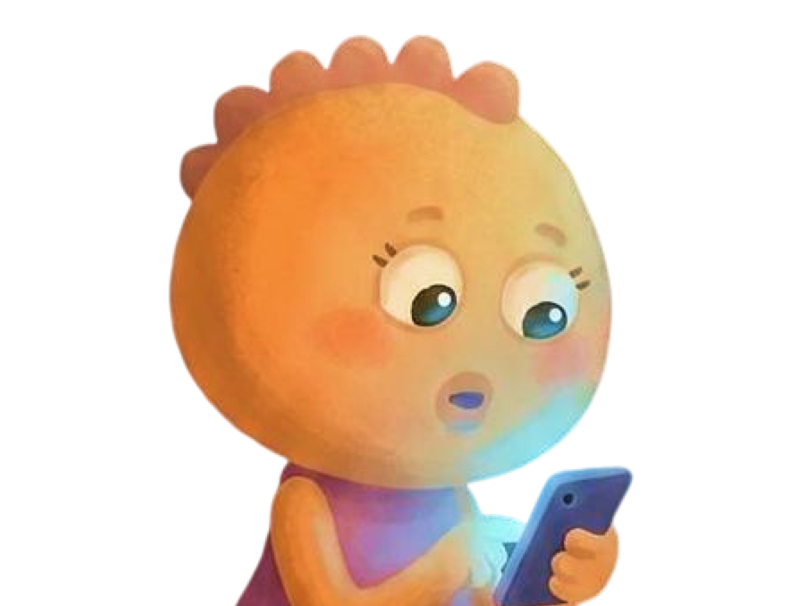 Habi mascot walking away from a phone to stop doomscrolling