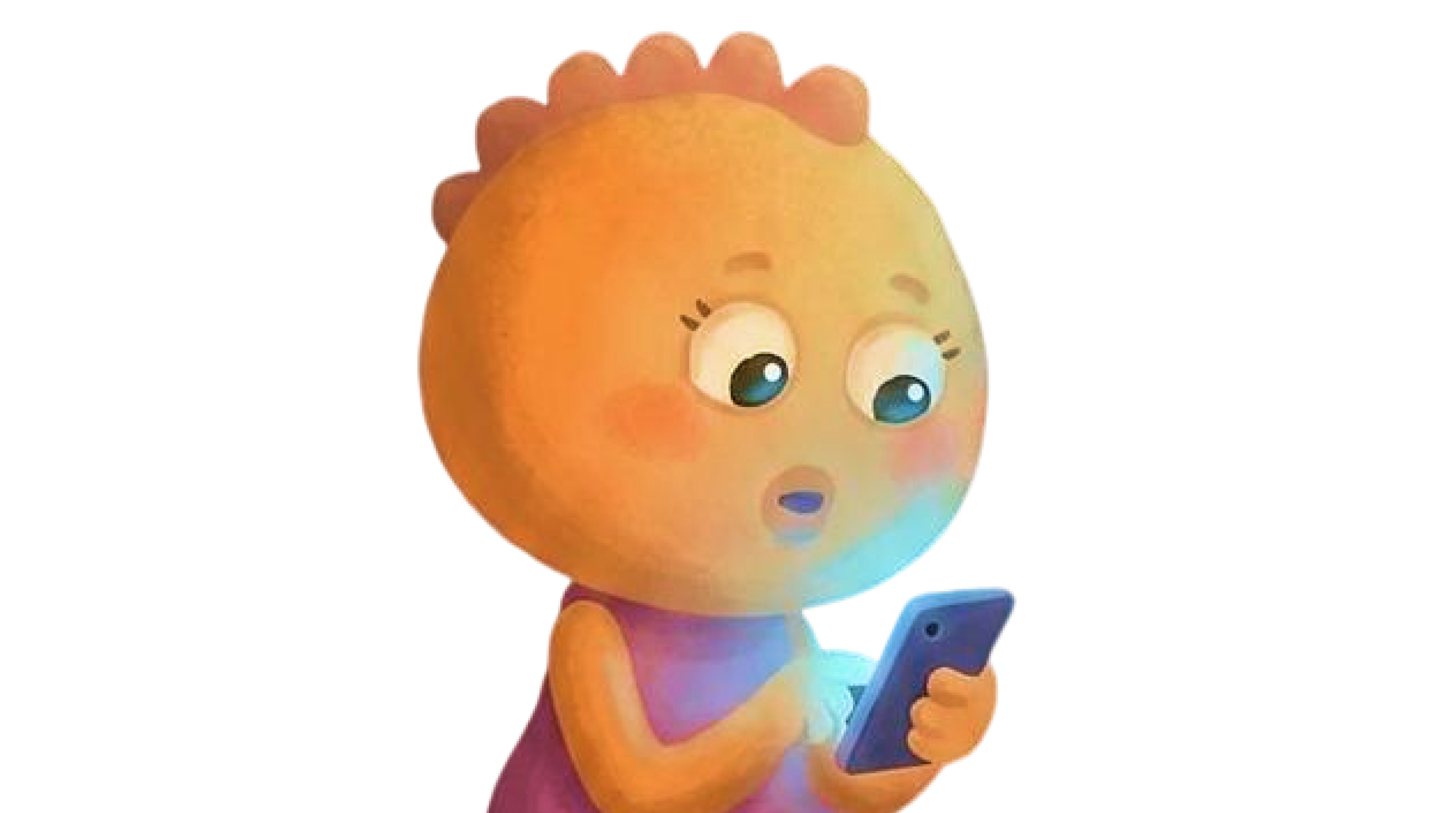 Habi mascot walking away from a phone to stop doomscrolling