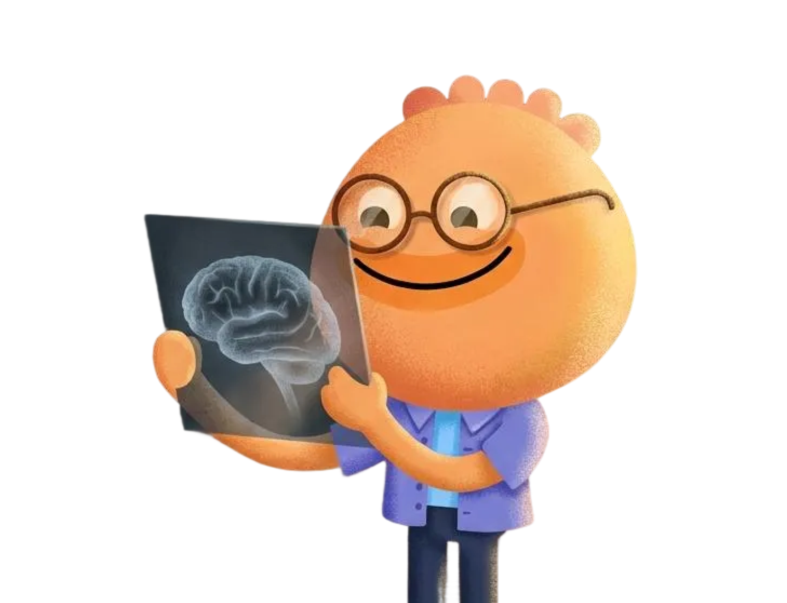 Habi mascot holding a brain X-ray scan showing why ADHD habits form differently