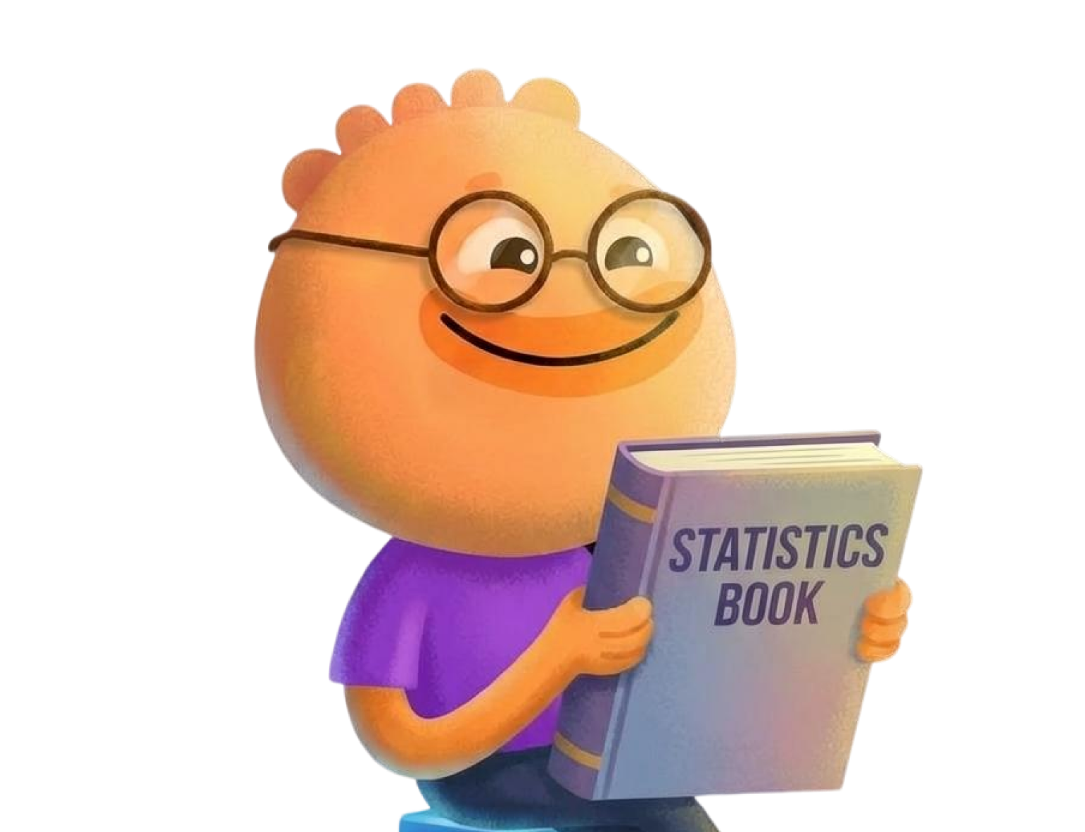 Habi mascot holding a statistics book with habit tracker data and research