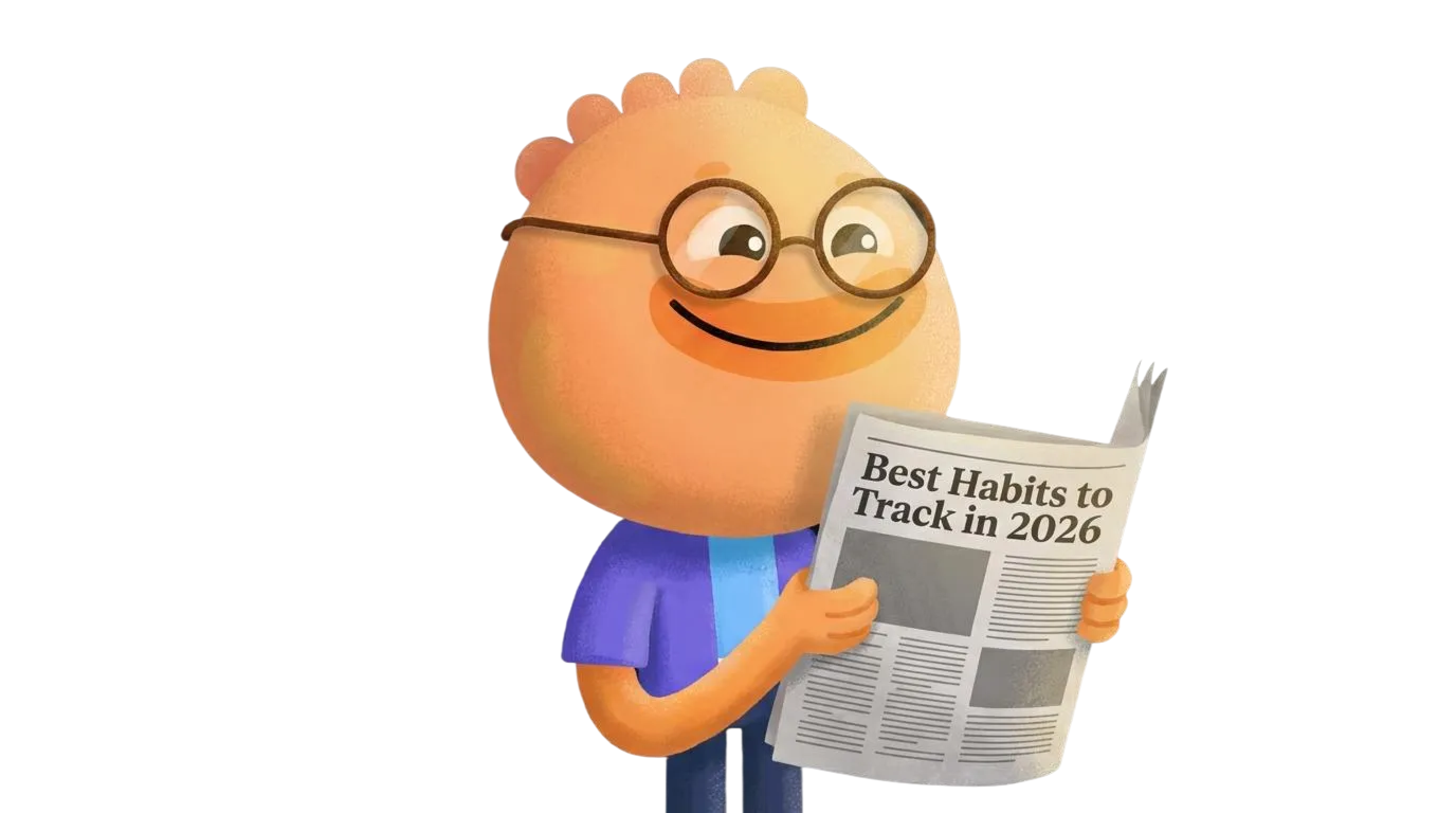 Habi mascot surrounded by charts and data visualizations showing habit tracker statistics