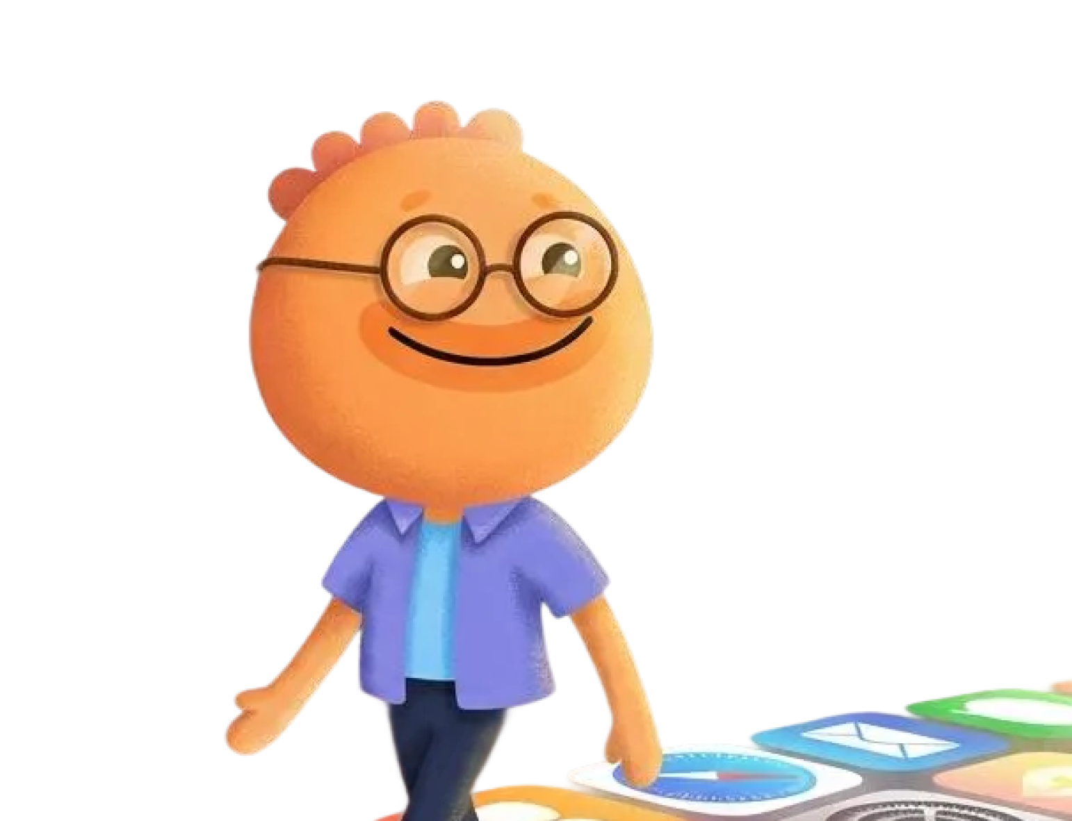 Habi mascot walking across scattered app icons comparing Habitica alternatives