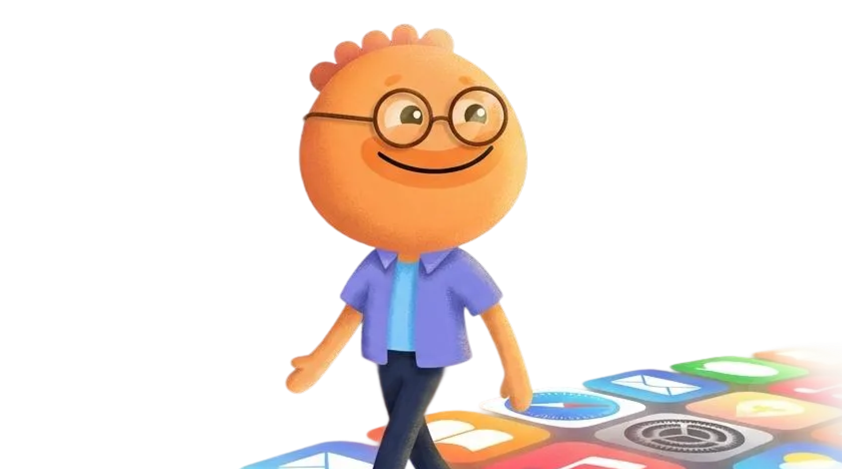 Habi mascot walking across scattered app icons comparing Habitica alternatives