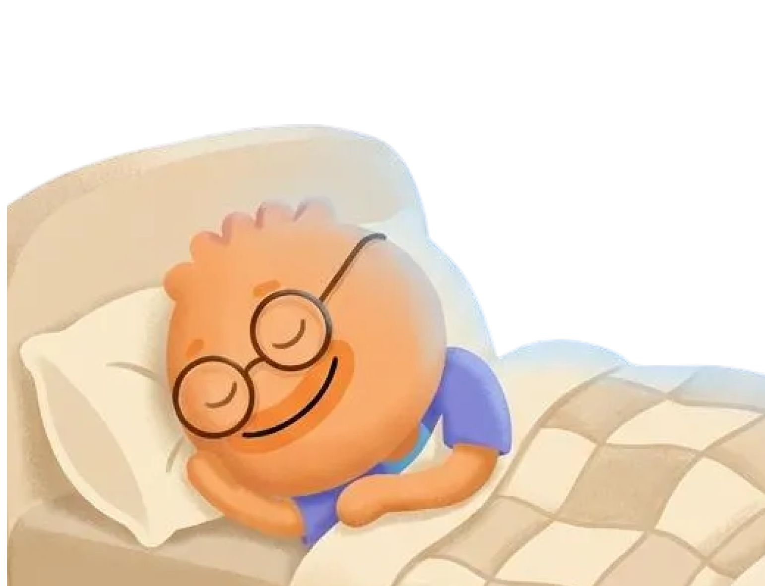 Habi mascot sleeping peacefully under a blanket for a night routine