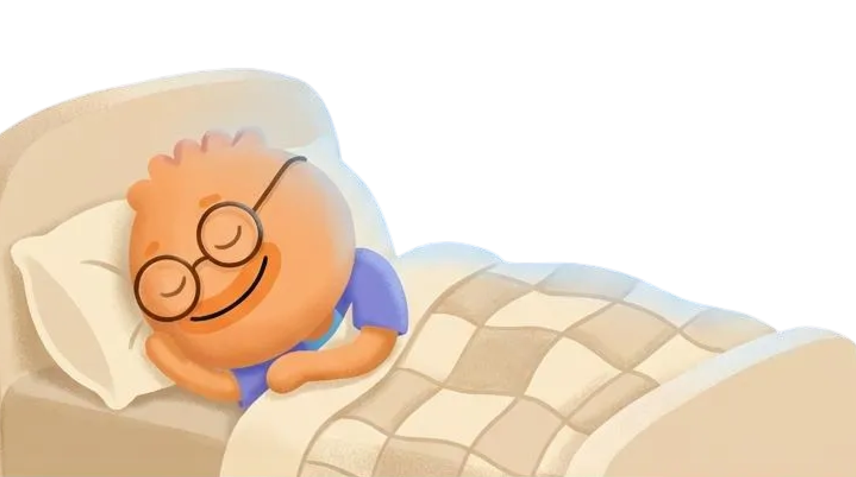 Habi mascot sleeping peacefully under a blanket for a night routine