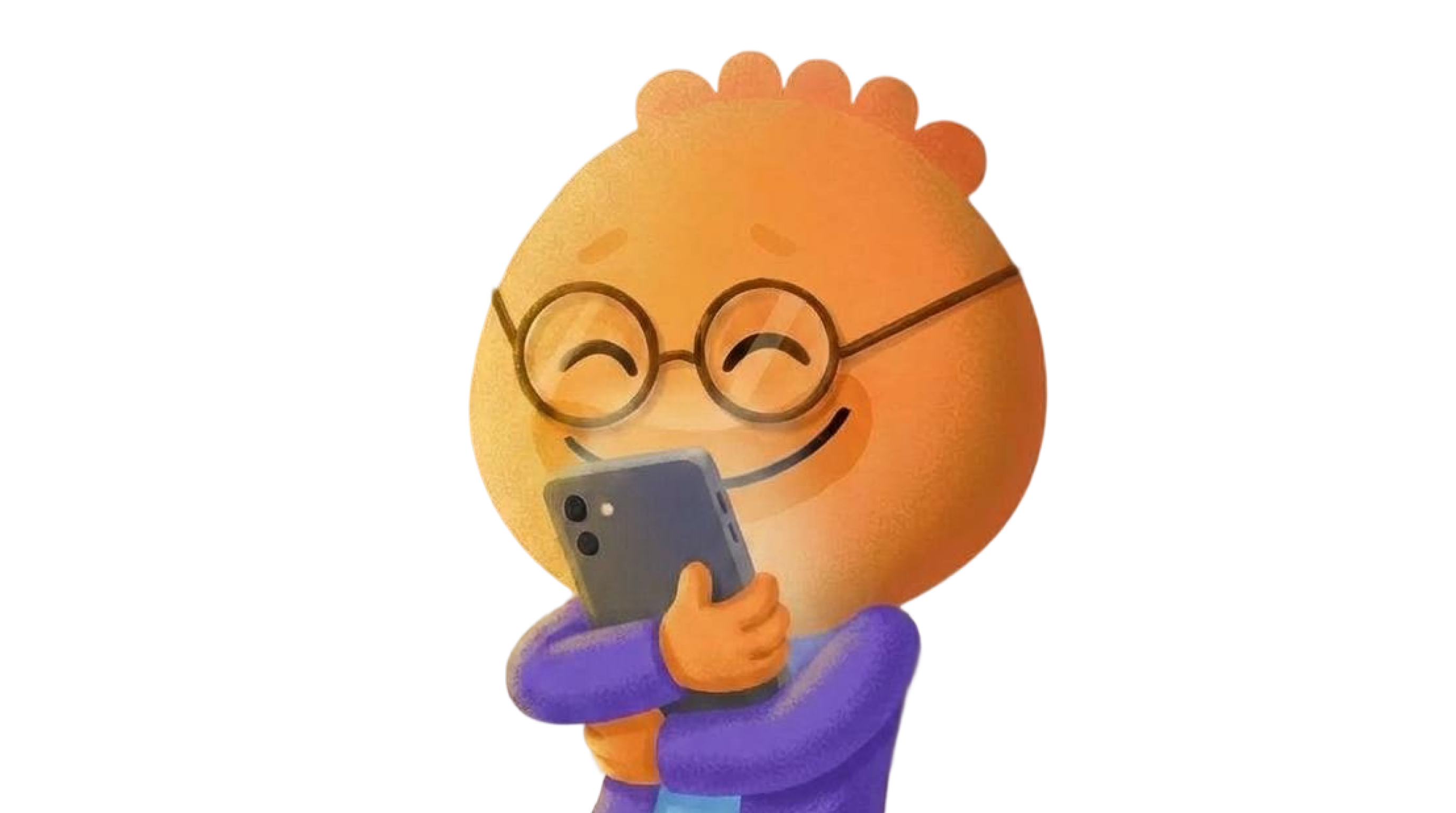 Habi mascot walking away from a phone to overcome phone addiction