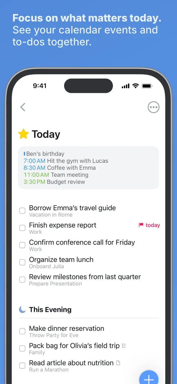 Things 3 project areas with headings and subtasks
