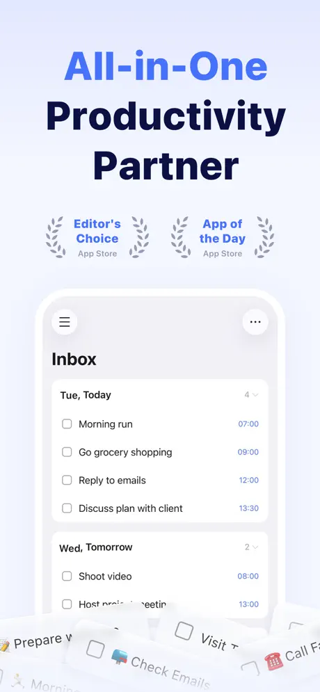 TickTick daily checklist with calendar integration