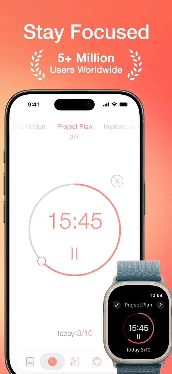 Be Focused app Pomodoro timer with task list