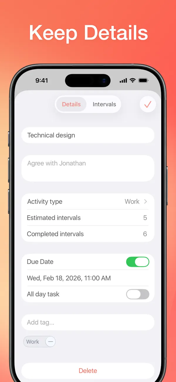Be Focused app task categories and progress
