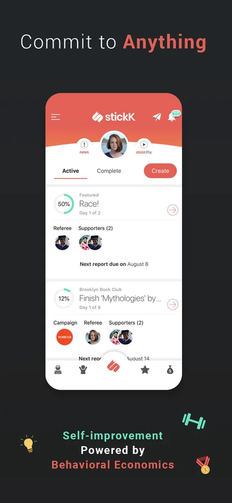 stickK commitment contract creation screen