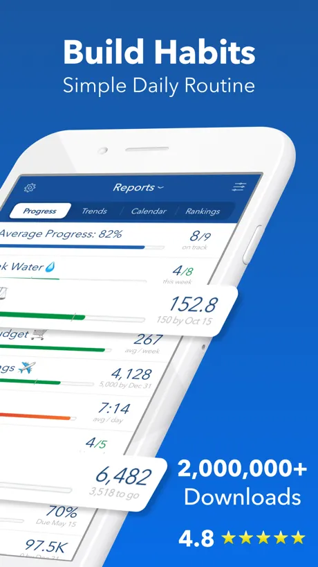 Strides Average tracker displaying weekly sleep hours trend