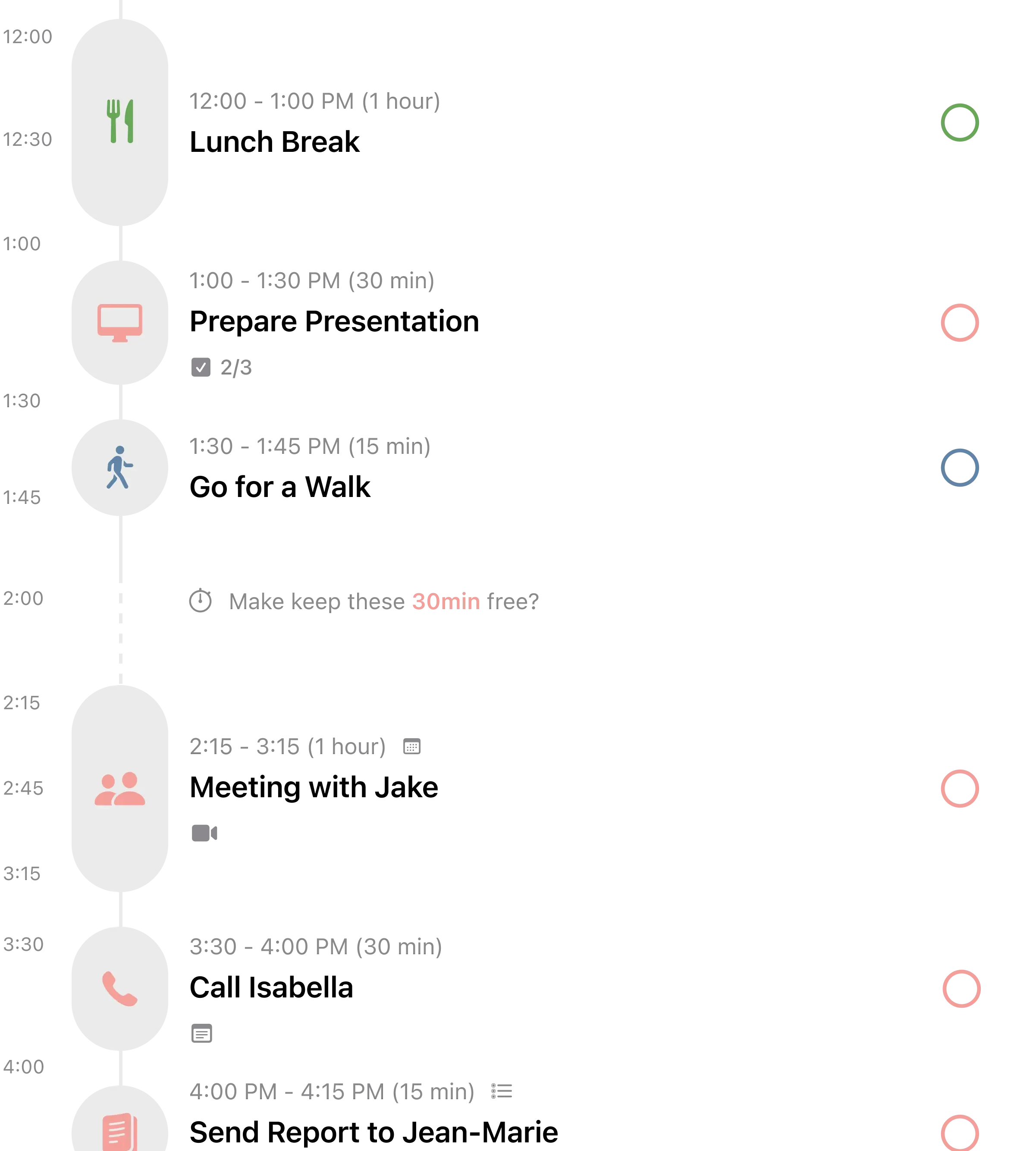 Structured weekly view with tasks distributed across days