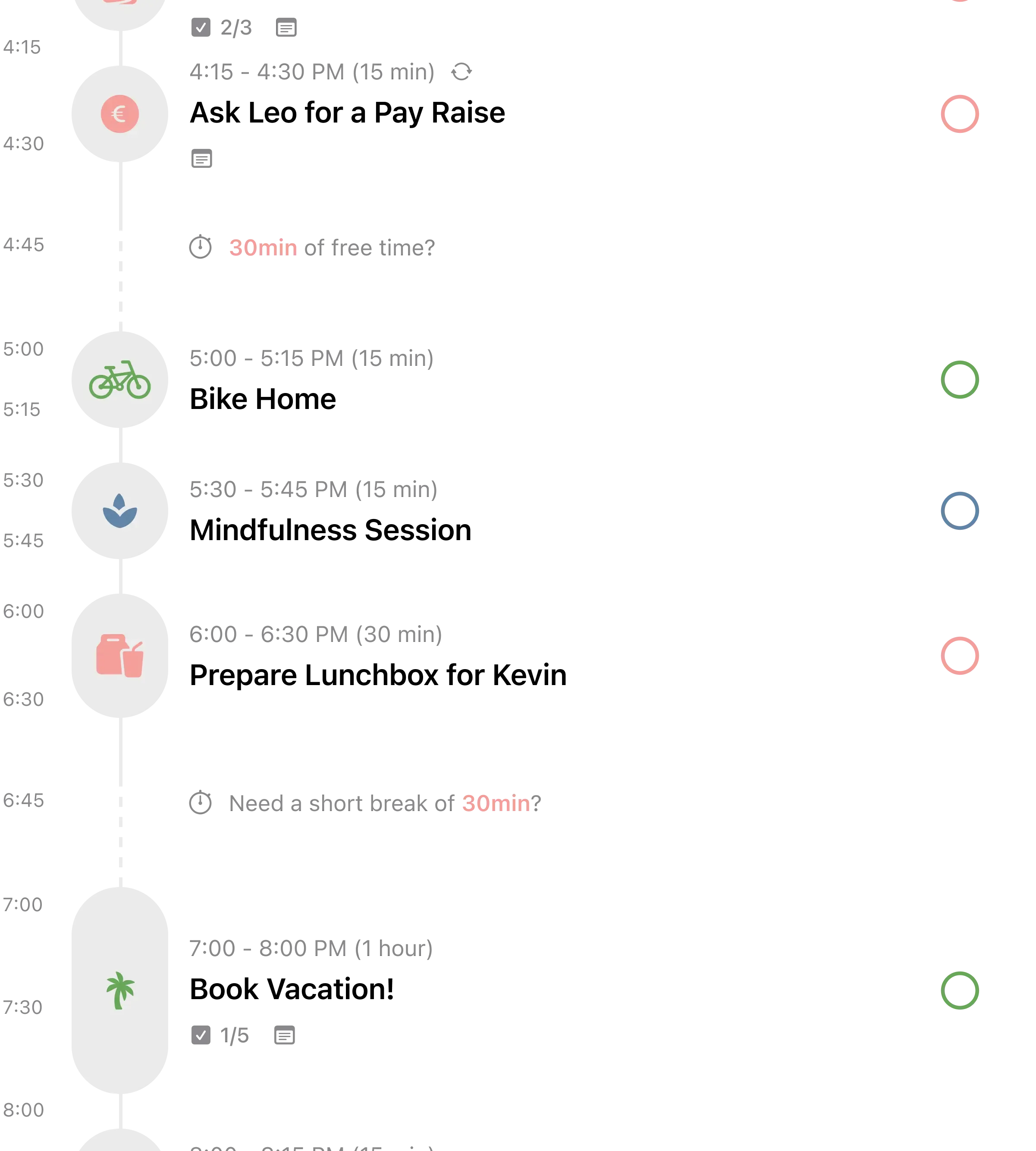 Structured AI quick planning feature arranging tasks into time slots