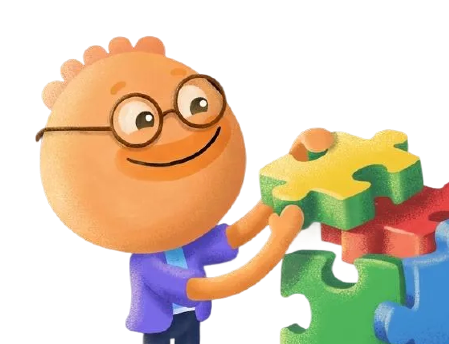 Habi mascot stacking colorful puzzle pieces together choosing systems over goals